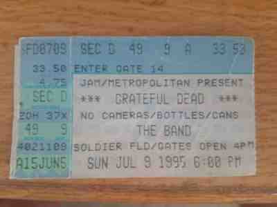 1995 Grateful Dead Jerry Garcia Final Concert Ticket Stub Chicago Sun 7/9/1995