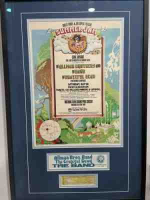 Original Grateful Dead Allman Brothers Watkins Glen Poster + Ticket & Sticker