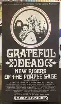 RARE 1973 Grateful Dead New Riders of the purple Sage show poster Santa Barbara