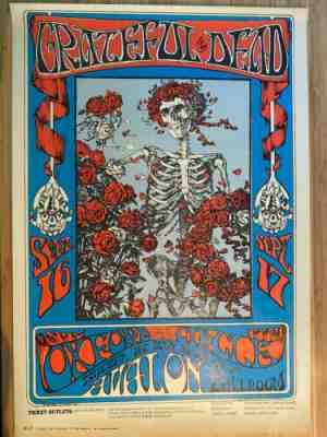 GRATEFUL DEAD SKELETON & ROSES AVALON BALLROOM FAMILY DOG CONCERT POSTER FD-26