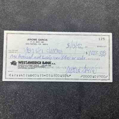 Jerry Garcia Grateful Dead Authentic Signed Check from 1992