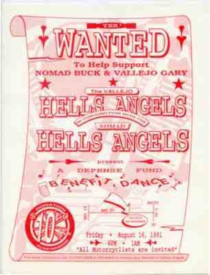 HELLS ANGELS / NOMADS Original 1991 Benefit Dance Concert Handbill / Flyer
