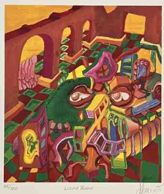 Original Hand Signed and Numbered Lithograph by Jerry Garcia "Lizard Board"Â  Â 