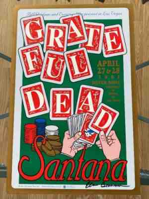 One Of The Only Signed 2 Sided Grateful Dead Poster Vegas 1991 Santana Concert