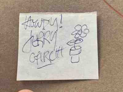 JERRY GARCIA signed cut with sketch Grateful dead signed Inscribed "Howdy"