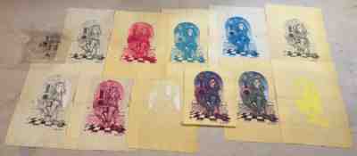 Grateful Dead 1979 JESTER T Shirt Art printers proof with 10 color separations