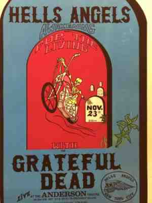 1st-Print Poster, HELLS ANGELS, GRATEFUL DEAD, Anderson Theatre, NYC, 1970.