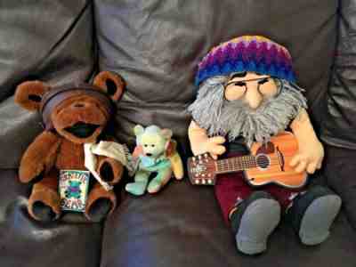 VINTAGE JERRY GARCIA LIQUID BLUE GRATEFUL DEAD PILOT AVIATOR BEAR & BEANIE LOT
