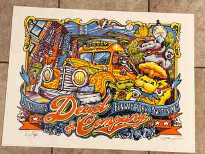 2017 Dead and Company Fenway Park Poster Boston MA #21/50 Signed Doodled Masthay