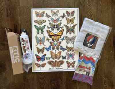 Grateful Dead and Co Butterfly Poster + Water bottle + Scarf + Towel