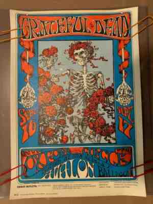 GRATEFUL DEAD SKELETON & ROSES AVALON BALLROOM FAMILY DOG CONCERT POSTER FD-26