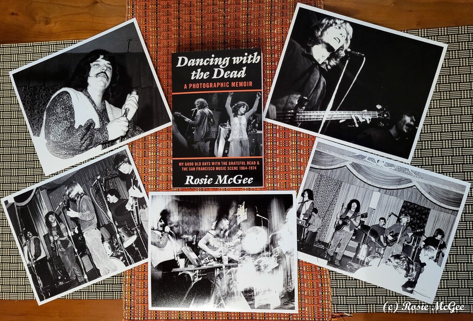 5 GRATEFUL DEAD 8x10 PRINTS SIGNED BY PHOTOGRAPHER ROSIE McGEE- + Signed Memoir!