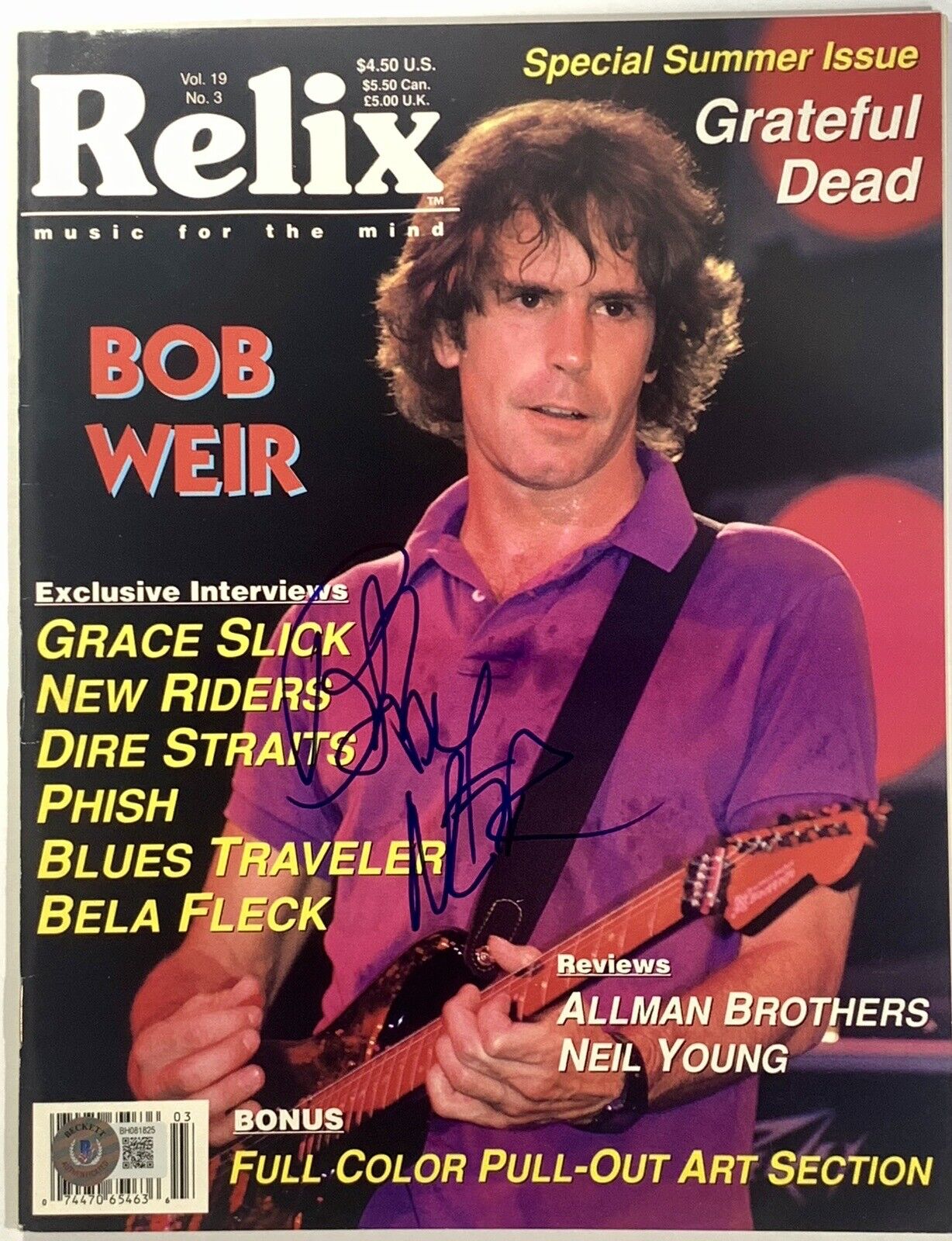 Bob Weir Grateful Dead signed Relix Magazine autographed beckett coa
