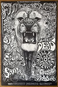 ORIGINAL-BILL GRAHAM FILLMORE BG 134-GRATEFUL DEAD SANTANA CONCLIN1st PRINT 1968