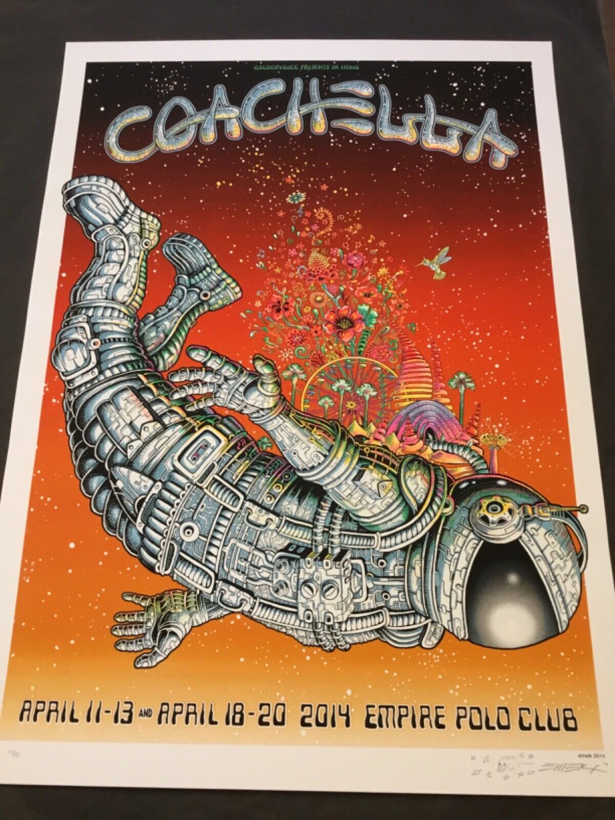 Emek Coachella Poster 2014 Spaceman AE Sunset Sperry Phish Foo Fighters Matthews