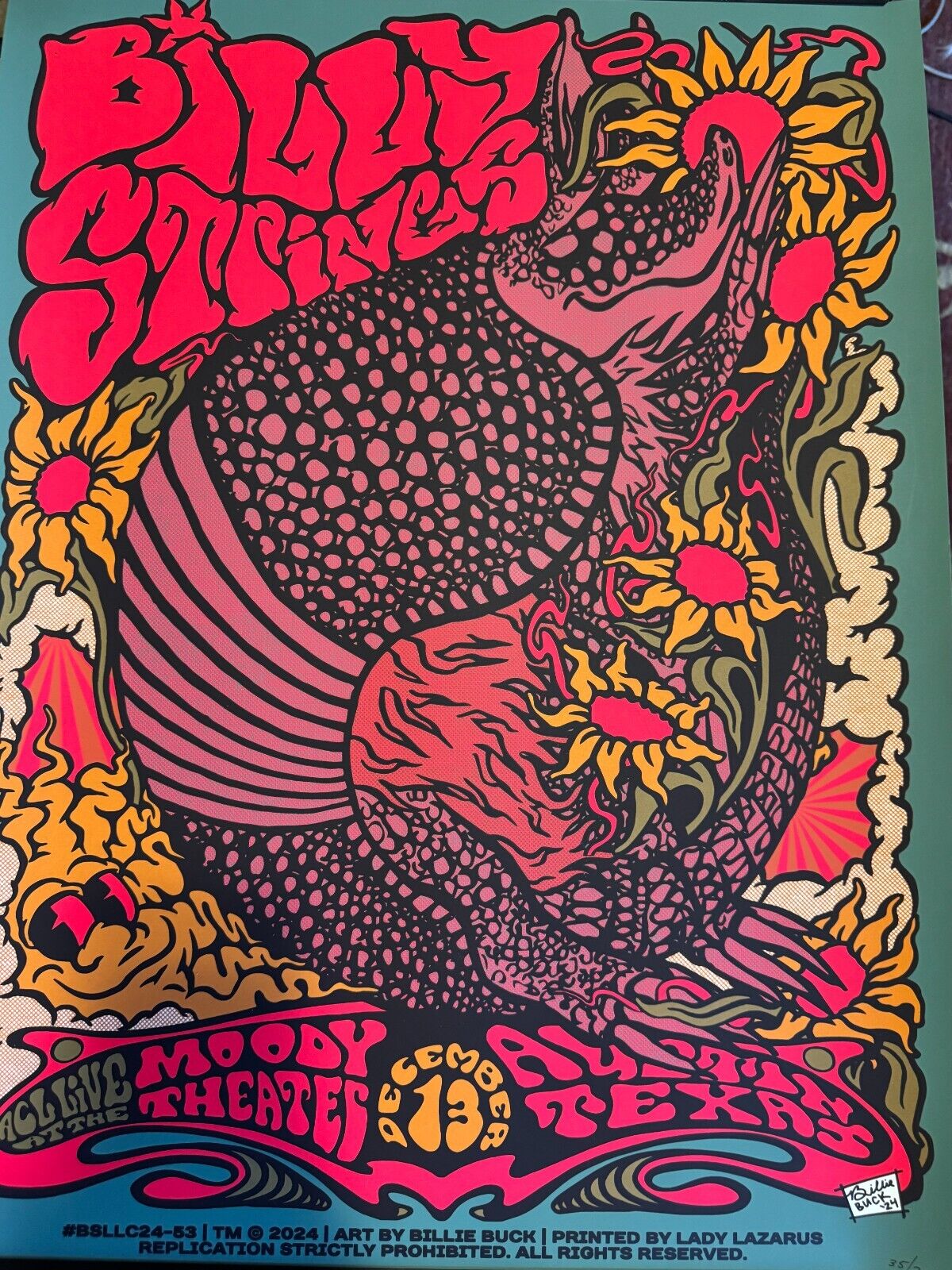 Billy Strings Austin City Limits Moody Theatre Poster 12/13/2024 Billie Buck #35