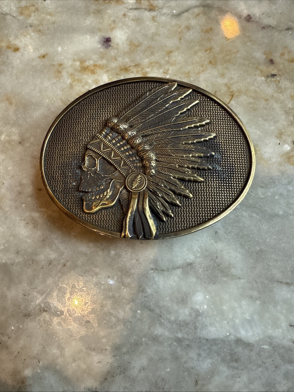 Rare Vtg Wes Lang Skull Grateful Dead Lightning Bolt Brass Belt Buckle Numbered
