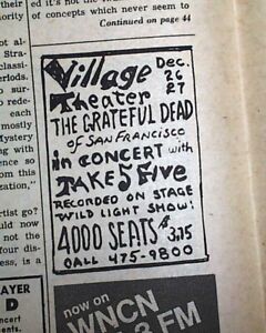 Early GRATEFUL DEAD Band Gig Ad & Andy Warhol "Index Book" Party 1967 Newspaper