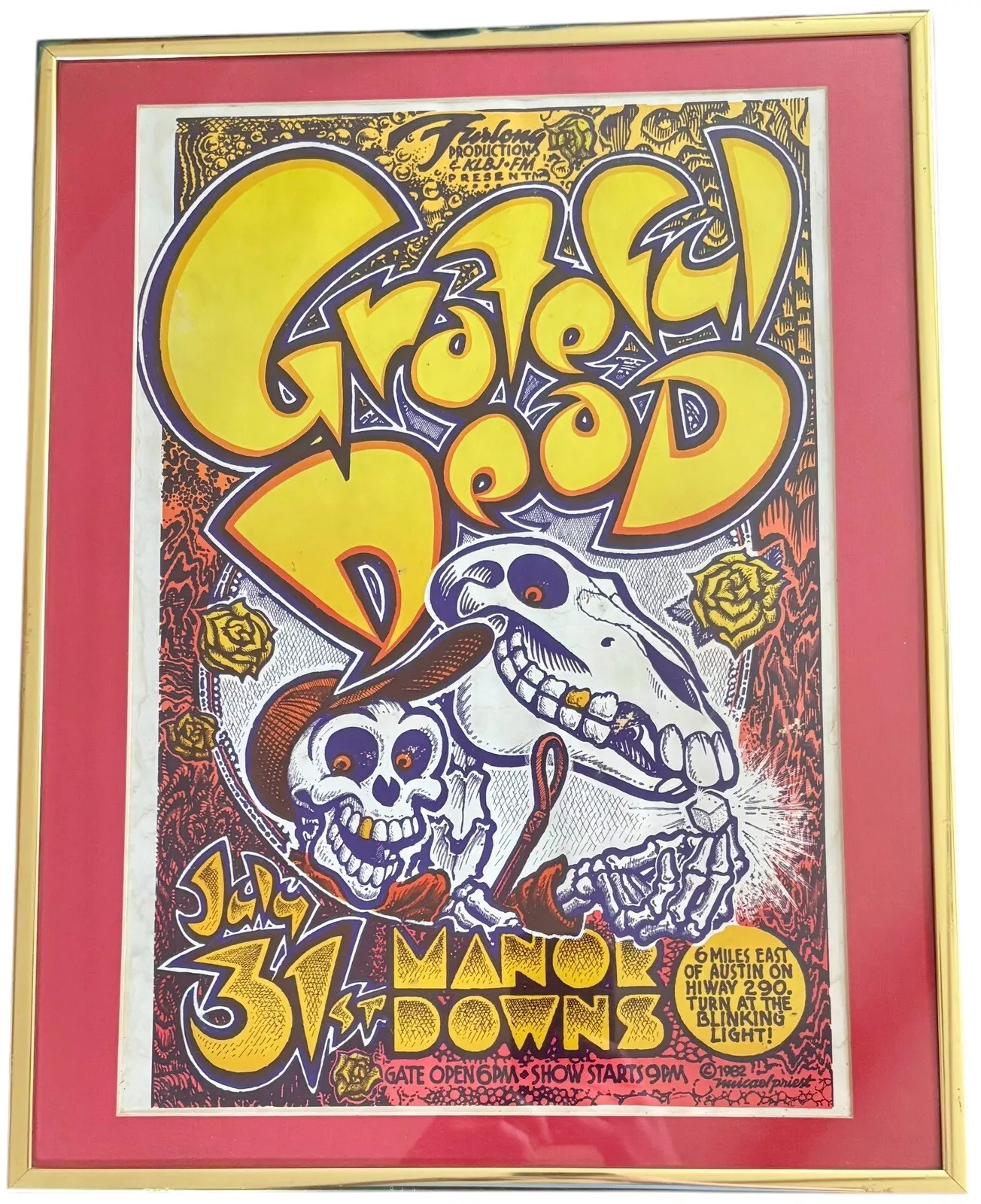 Grateful Dead Manor Downs Sugar Cube Poster Micael Priest 1982 Poster Austin TX