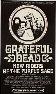 Grateful Dead POSTER New Riders Purple Sage 1973 Original Pacific Presentations