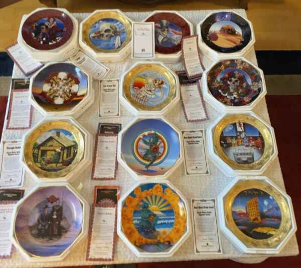 Grateful Dead Stanley Mouse 24K Hamilton Collection Plates 1990s (Lot of 14) NEW