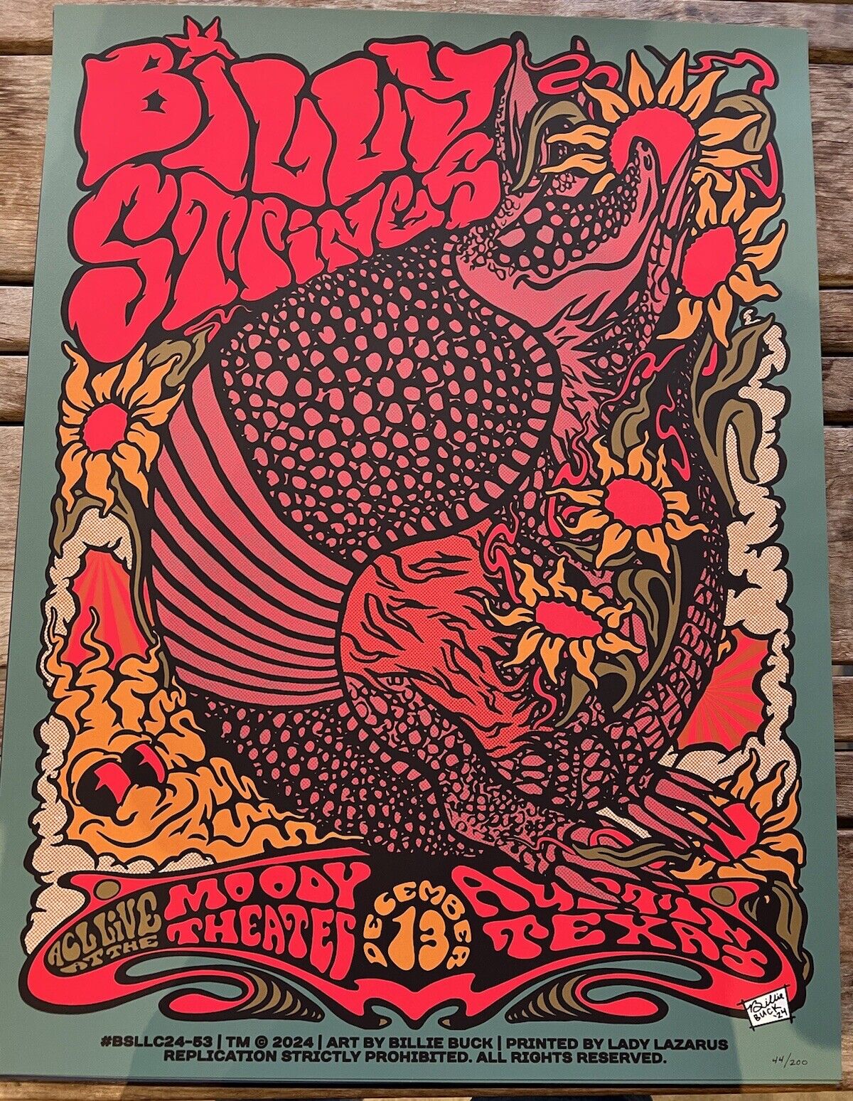 Billy Strings Austin City Limits Moody Theatre Poster 2024 12/13 Billie Buck