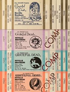 GRATEFUL DEAD TICKETS FULL UNUSED NEW YEARS EVE 1986 OAKLAND COMPLETE SET