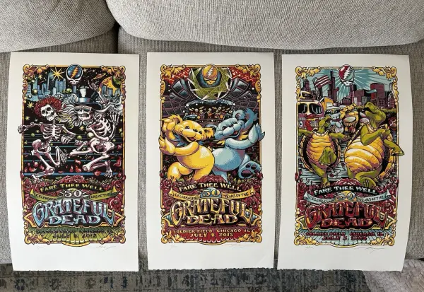 Grateful Dead GD50 Rare Triptych Poster Chicago, IL July 2015 AJ Masthay /1000