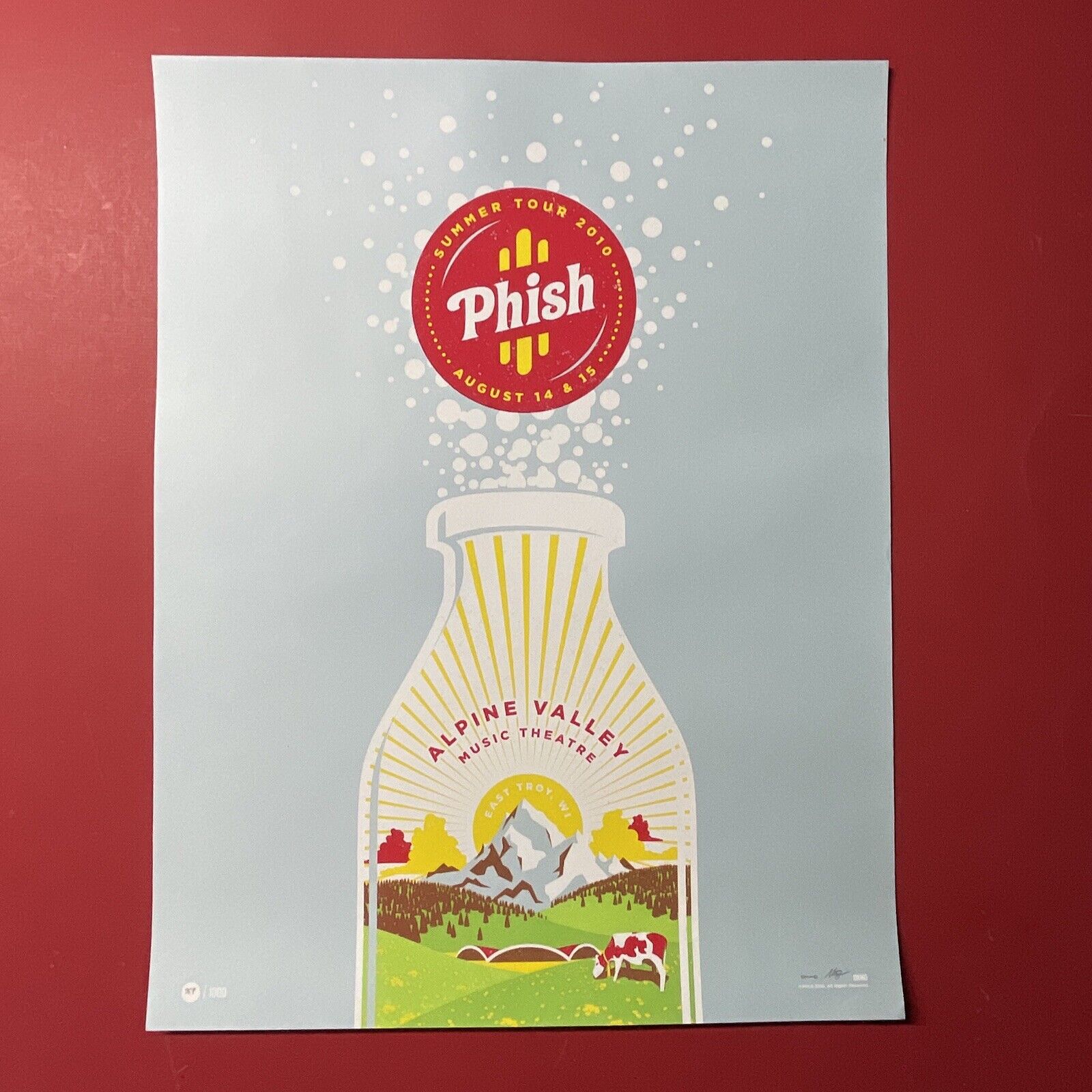 PHISH CONCERT POSTER ALPINE VALLEY 2010 DKNG SUMMER TOUR MILK BOTTLE PRINT