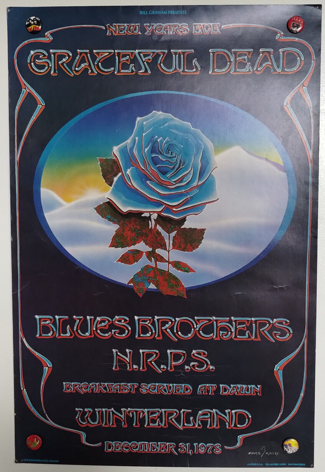 GratefuL Dead BLueS BrotherS BiLL Graham WinterLand FirSt Print PoSter