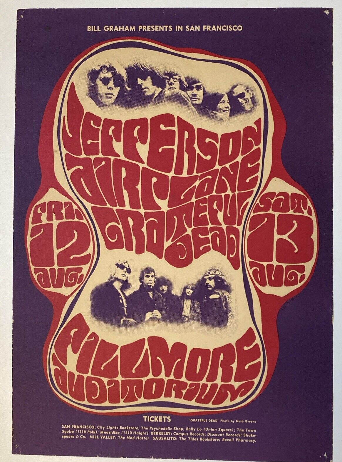 GRATEFUL DEAD JEFFERSON AIRPLANE POSTER BG-23 1st PRINT 1966
