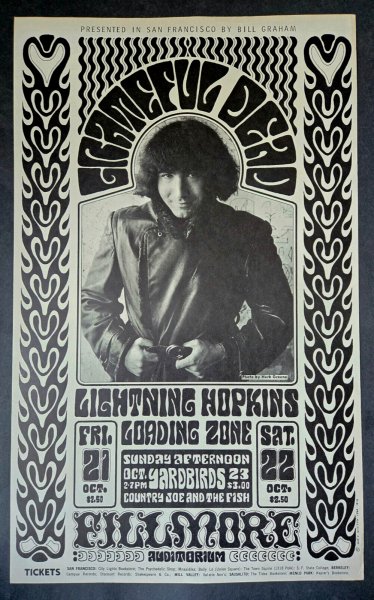 Gorgeous 1966 Original 1st Printing Grateful Dead Fillmore BG 32 AOR Poster