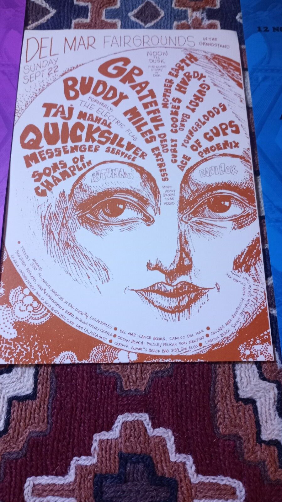 Grateful Dead Quicksilver Buddy Miles,Del Mar Fairgrounds 1968 Handbill/Fine
