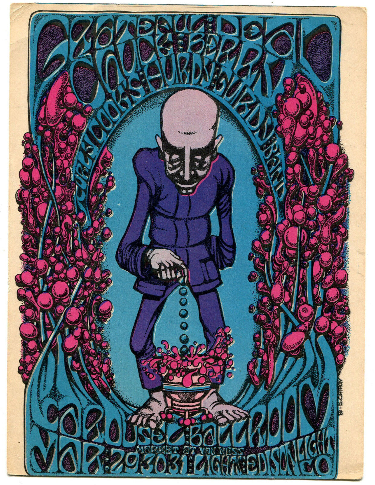 Grateful Dead 1968 BERRY DROPPER Carousel Ballroom Handbill AOR-2.163 VERY RARE