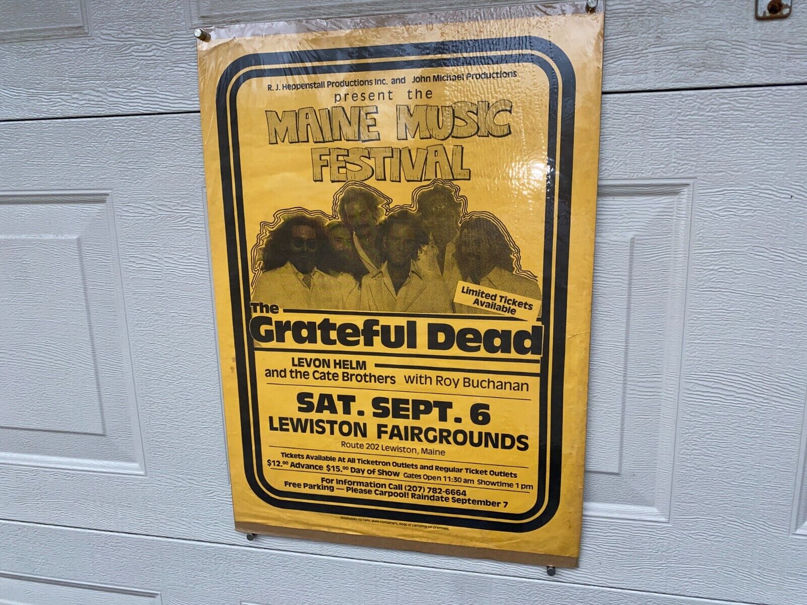 Original + Vintage 1980 Grateful Dead Lewiston Fairgrounds Poster w/ Levon Helm.