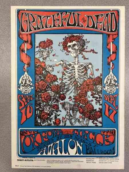 GRATEFUL DEAD SKELETON & ROSES AVALON BALLROOM FAMILY DOG CONCERT POSTER FD-26-3