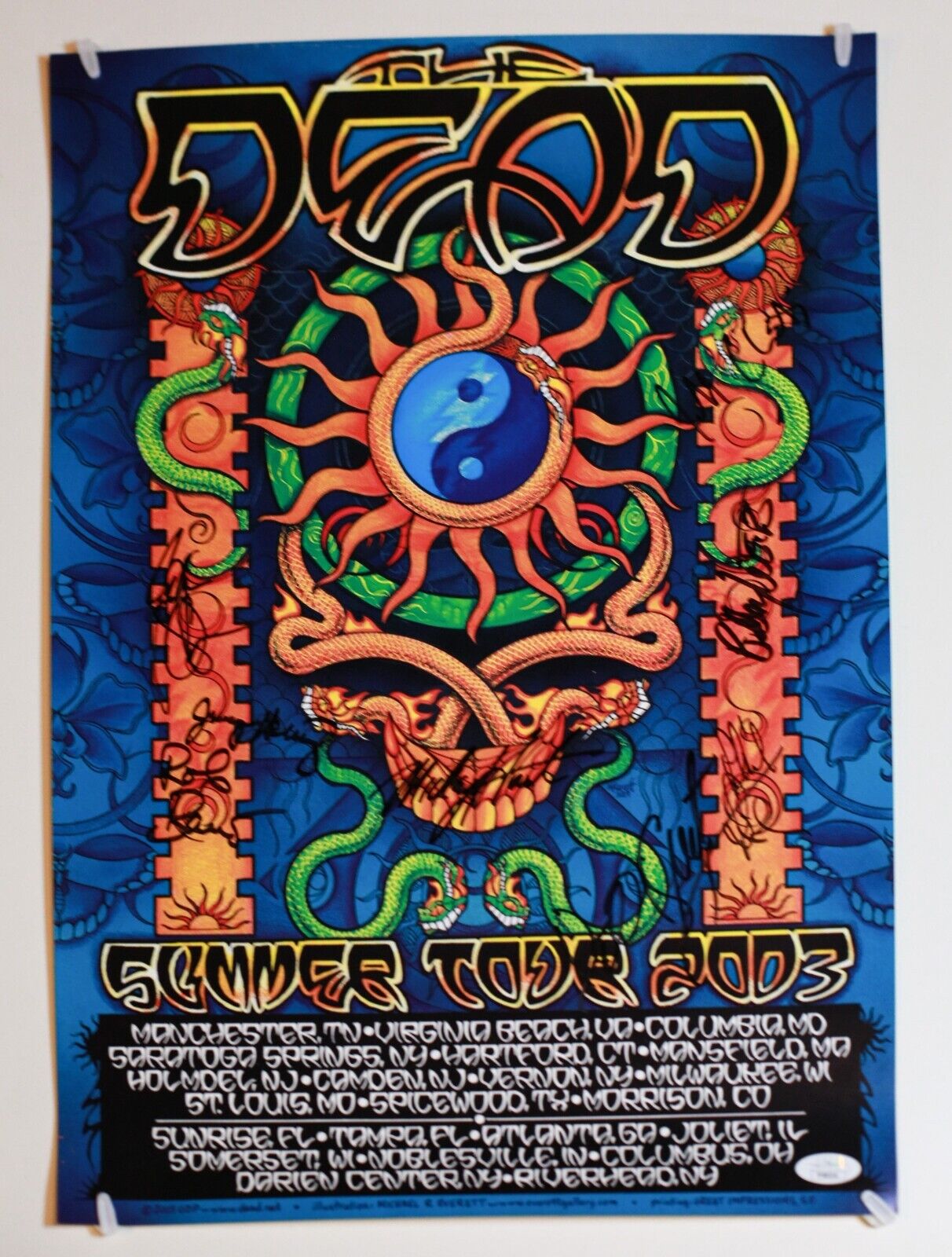 The Dead REAL SIGNED 2003 Poster #2 JSA LOA by all 8 members Lesh Hart Grateful