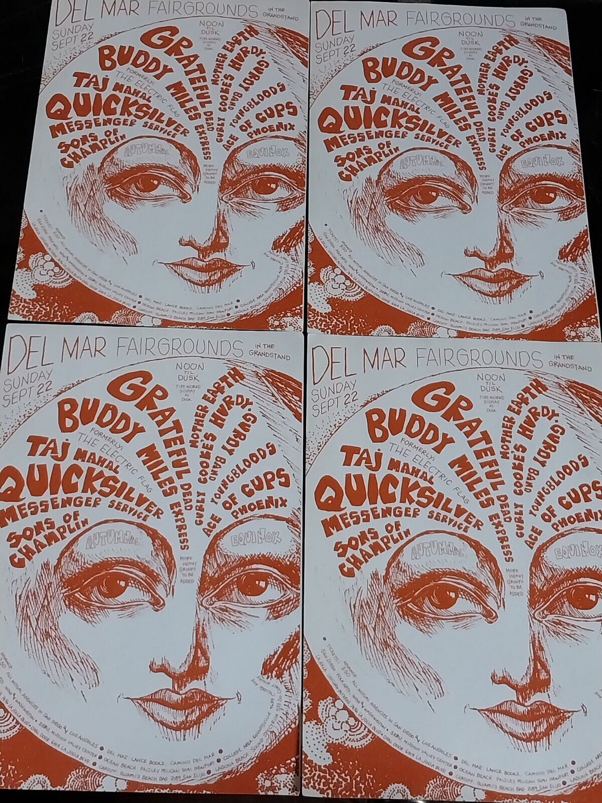 New Listing3 Grateful Dead Quicksilver Buddy Miles,Del Mar Fairgrounds 1968 Handbills/NF