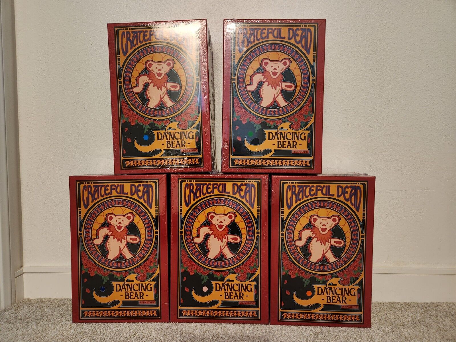 MEGA Grateful Dead Bears Resin Complete Set of 5 Bottleneck Gallery SHIPS FAST!