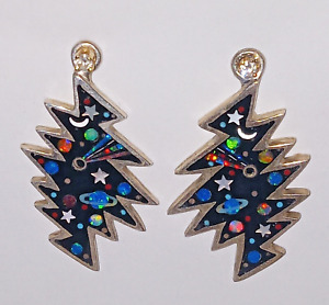 Grateful Dead Galaxy Bolt Sterling, Jet & Opal Earrings David R. Freeland, Jr.
