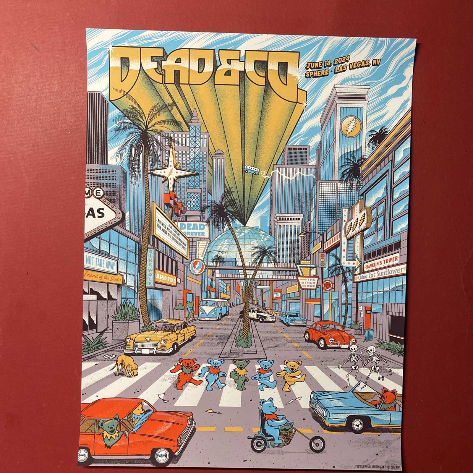 OG DEAD & COMPANY LAS VEGAS SPHERE POSTER KREIZENBECK PRINT BILLY K ON MARQEE 14