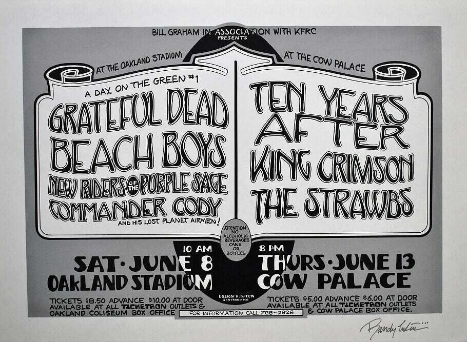 Grateful Dead Beach Boys Ten Years After Concert Poster Day on the Green #1 R...
