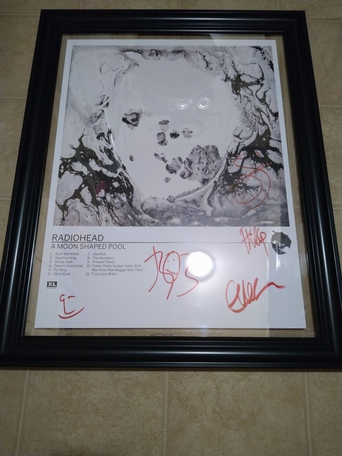 Radiohead Moon Shaped Pool Poster in Float Frame Signed by Band 2017