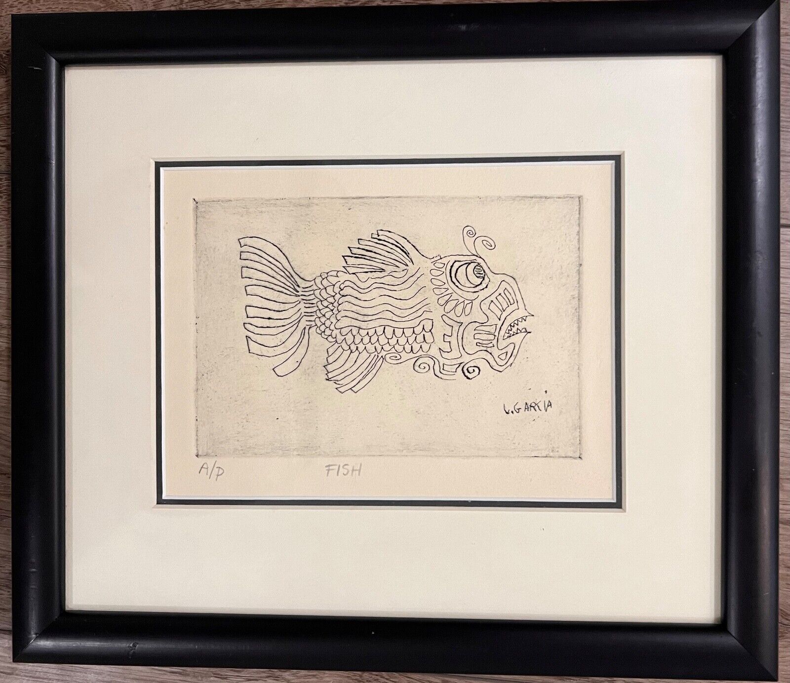 Jerry Garcia FISH Etching Lithograph Artists Proof 1990 Grateful Dead 90s Art