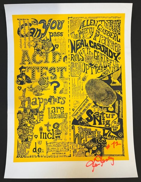 Can You Pass the Acid Test Artist Norman Hartweg Signed by Ken Kesey Yellow Ed.