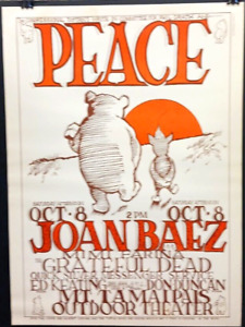 JOAN BAEZ/GRATEFUL DEAD 10-1966 FUNDRAISING CONCERT - RARE POSTER 2ND PRINTING!