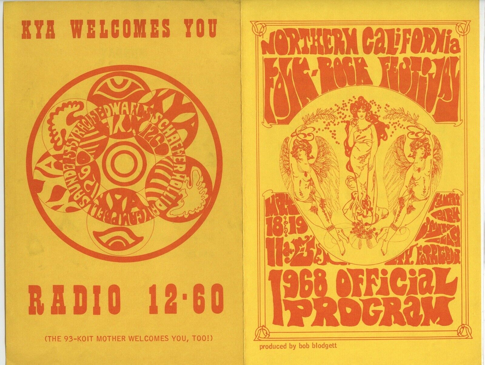 1968 THE DOORS Northern CA Folk Rock Festival Program+2 Handbills GRATEFUL DEAD