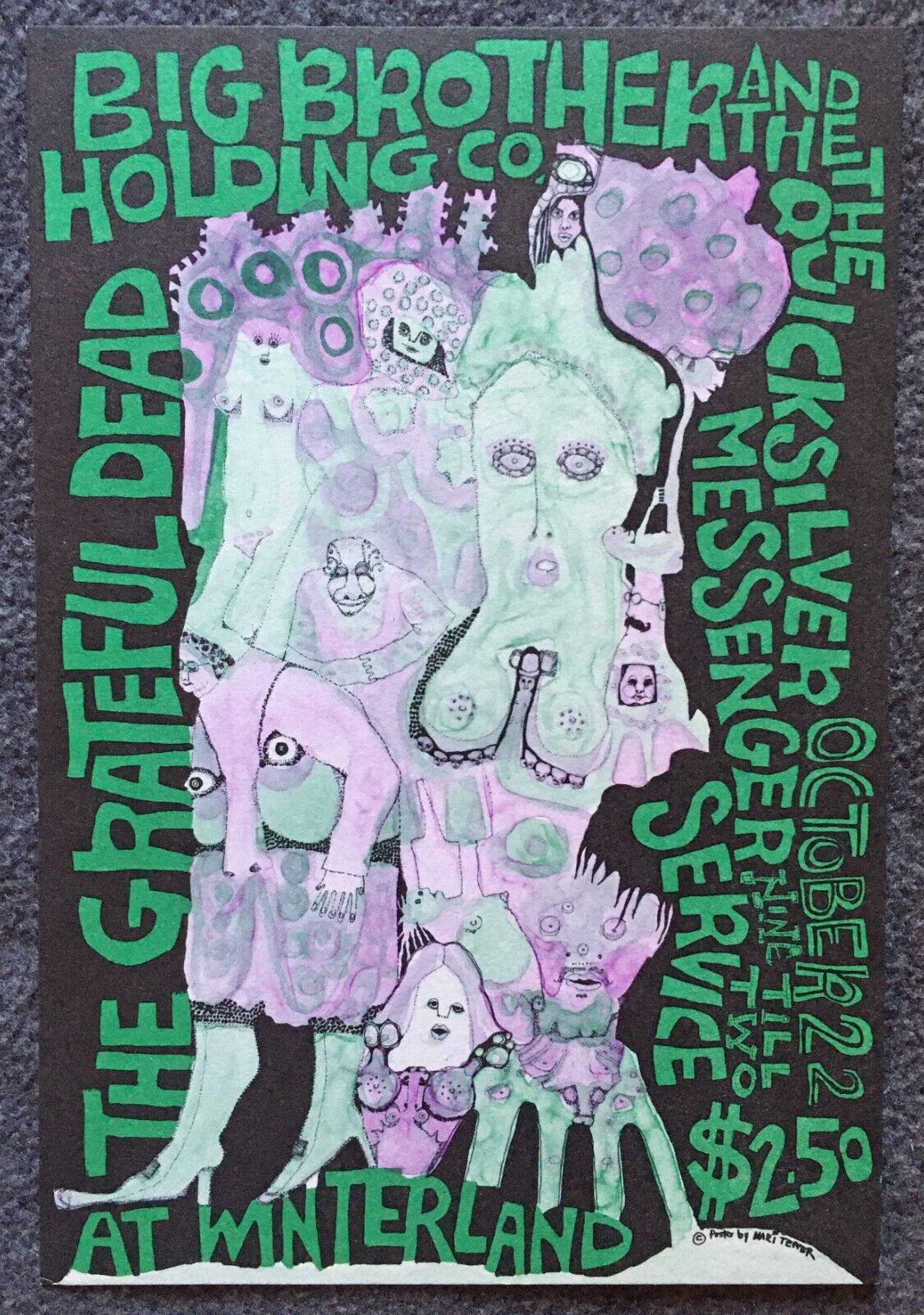1967 Handbill Grateful Dead Big Brother QMS Winterland Mari Tepper AOR-2.205