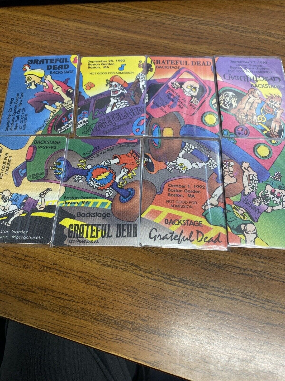 Grateful Dead 1992  PUZZLE Backstage Pass SET 8 Passes Hippie Bus