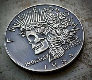 GRATEFUL DEAD ANTIQUED .999 FINE 1 Oz SILVER COIN JERRY GARCIA RARE HOBO FACE